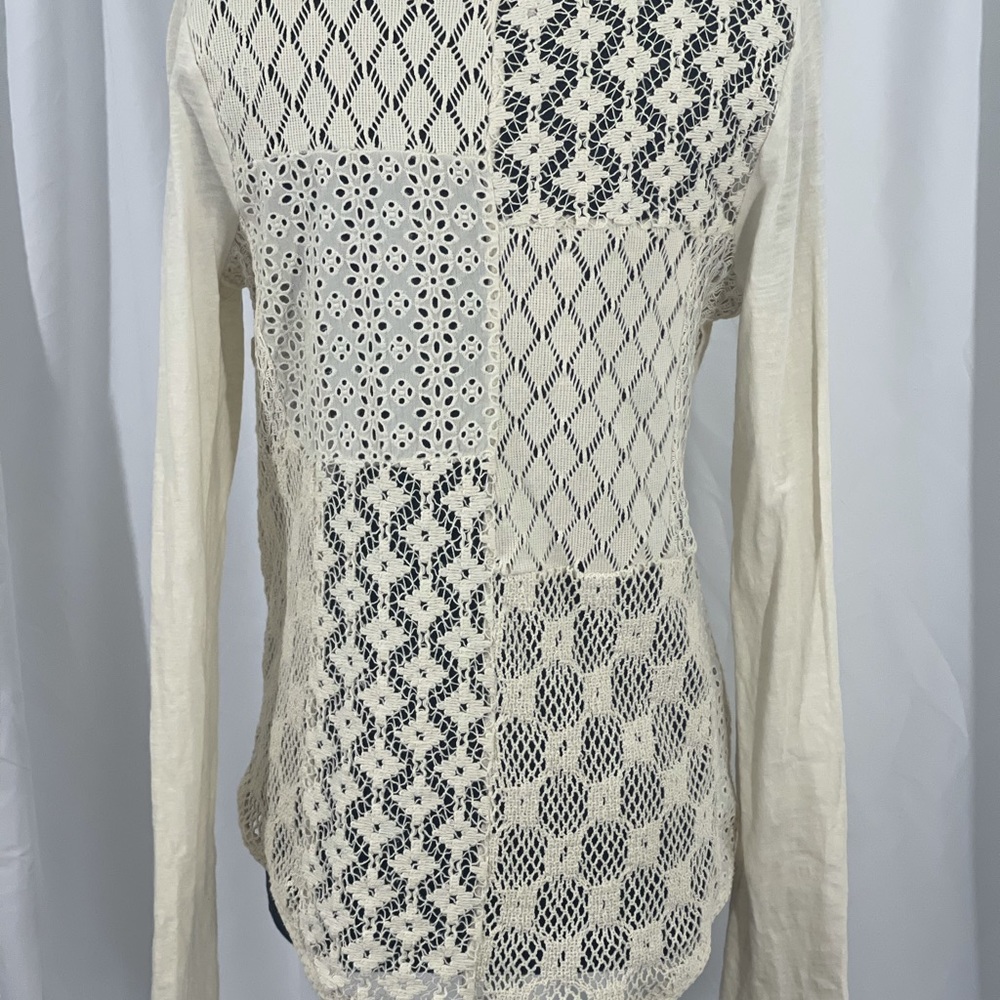 Free People Patches of Lace Crochet Knit Top MED
